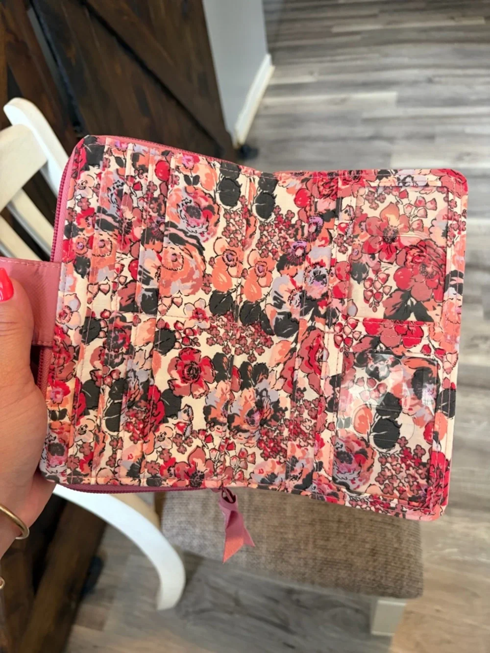 Vera Bradley Coral Quilted Zip-Around Wallet with Turn-Lock Tab - Picture 4 of 5
